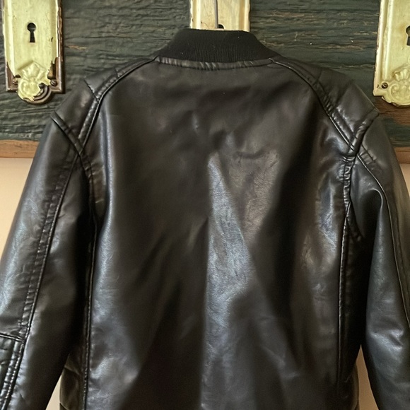 H&M Black Faux Leather Moto Jacket Size 5-6 Years - Picture 10 of 15